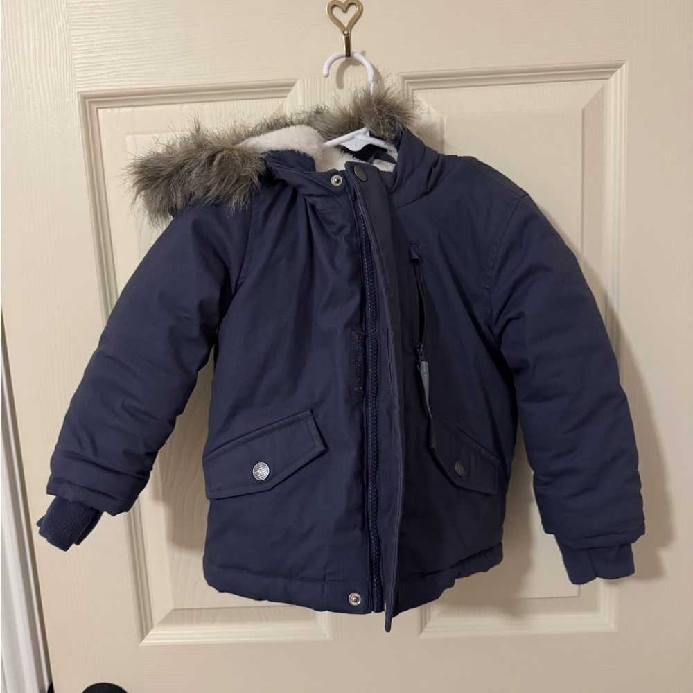 Cat & Jack Dark Blue Jacket with Faux Fur Lining